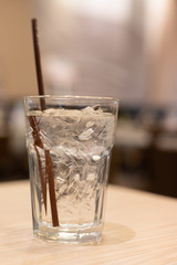 Clear drinking water, Ice in a glass of water.