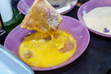 Schnitzel what is breaded and turned into egg