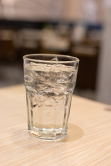 Clear drinking water, Ice in a glass of water.