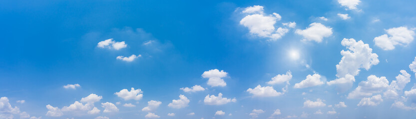 Panorama blue sky with daylight and cloud background.