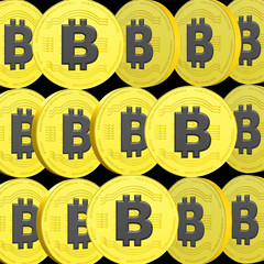 3D rendered Bitcoin collage illustration