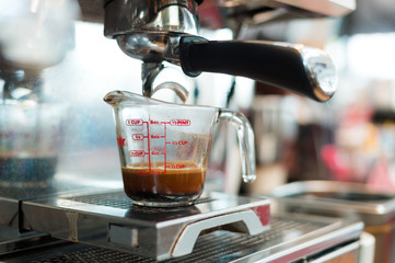 black coffee morning on coffee maker