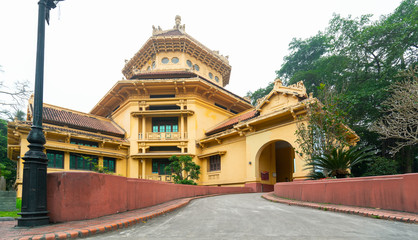 Hanoi, Vietnam - March 31, 2019: Architecture of Vietnam's national history museum. It is building...