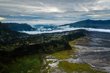 Naklejka premium Aerial - Mount Bromo, Indonesia