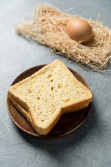 Bread, milk and eggs, healthy breakfast