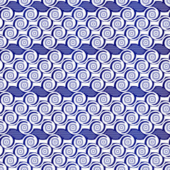Abstract seamless pattern. Seamless wave vector background. Blue and white texture. Graphic pattern with circles and lines. Repeating abstract decorative background - Vector