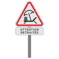 Panneau triangulaire de signalisation des retraités