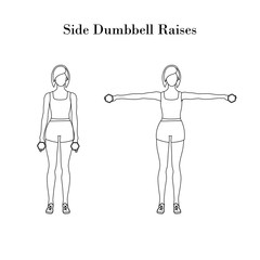 Side dumddell raises exercise outline