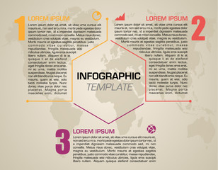 Modern colorful infographics options template vector with orange hexagon. Can be used for web design, brochure, presentations and workflow layout
