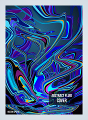 Modern vector colorful abstract fluid design on dark blue gradient. Used for cover, presentation, invitation, flyer, annual report, poster