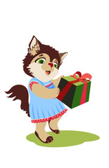 Little cartoon style cat illustration - vector clipart for kids