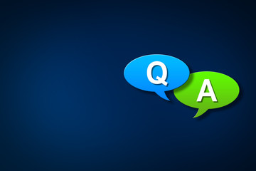 Question answer speech bubble concept on blue background