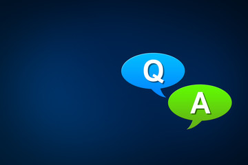 Question answer speech bubble concept on blue background