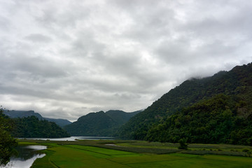 Ba Be lake, Bac Kan province, Vietnam - Mai 06, 2019: Ba Be lake. Stunning scenery of Ba Be Lake in Bac Kan Province, Vietnam