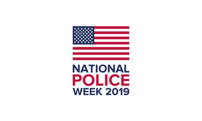 National Police Week in May. Celebrated annual in United States. In honor of the police. Officers Memorial Day. Poster, card, banner and background. Vector illustration