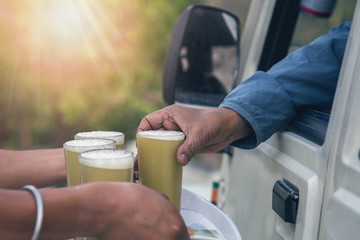 Sugarcane fresh juice in hot summer