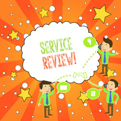 Writing note showing Service Review. Business concept for an option for customers to rate a company s is service