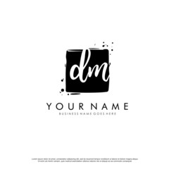 D M DM initial square logo template vector