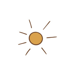 Drawn icon of a bright sun in the sky