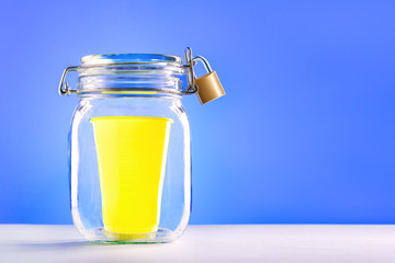 Zero waste concept. Ban use a plastic cup. Eco style. No plastic. Copy space.