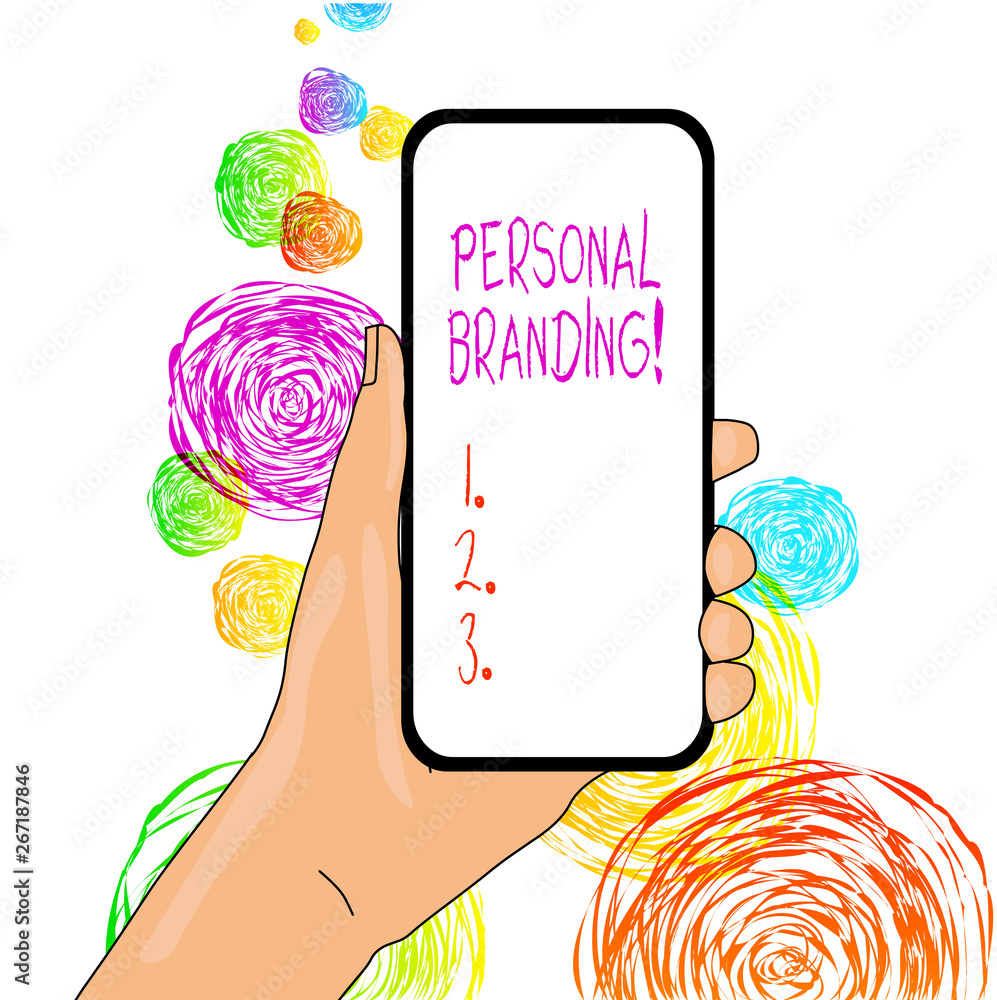 Poster word writing text personal branding. business photo showcasing process of creating a recognizable pr