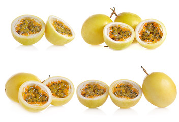 Passion fruit isolated on white background.
