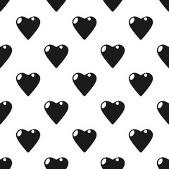 St. Valentine's Day black and white seamless pattern with hearts