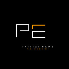 Initial P E PE minimalist modern logo identity vector