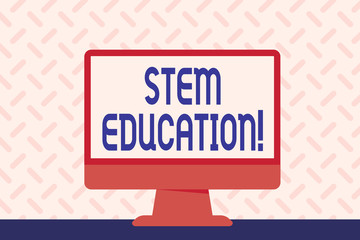 Text sign showing Stem Education. Business photo showcasing develop to prepare primary and secondary students for college Blank Space Desktop Computer Colorful Monitor Screen Freestanding on Table