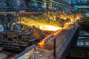 work process in metallurgical engineering at manufactory of steel plant  