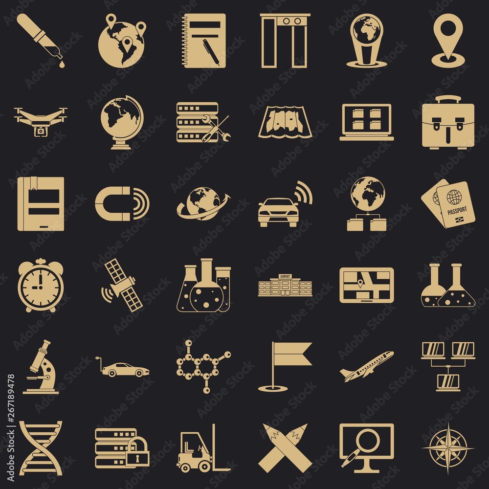 Poster transportation icons set. simple style of 36 transportation vector icons for web for any design