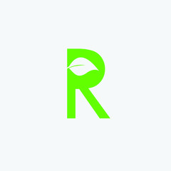 Letter R leaf in green logo vector