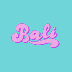 Bali hand made logotype. Stylish beach party or surfing school poster. Bali tourism website. Print for souveniers. Vector eps 10.