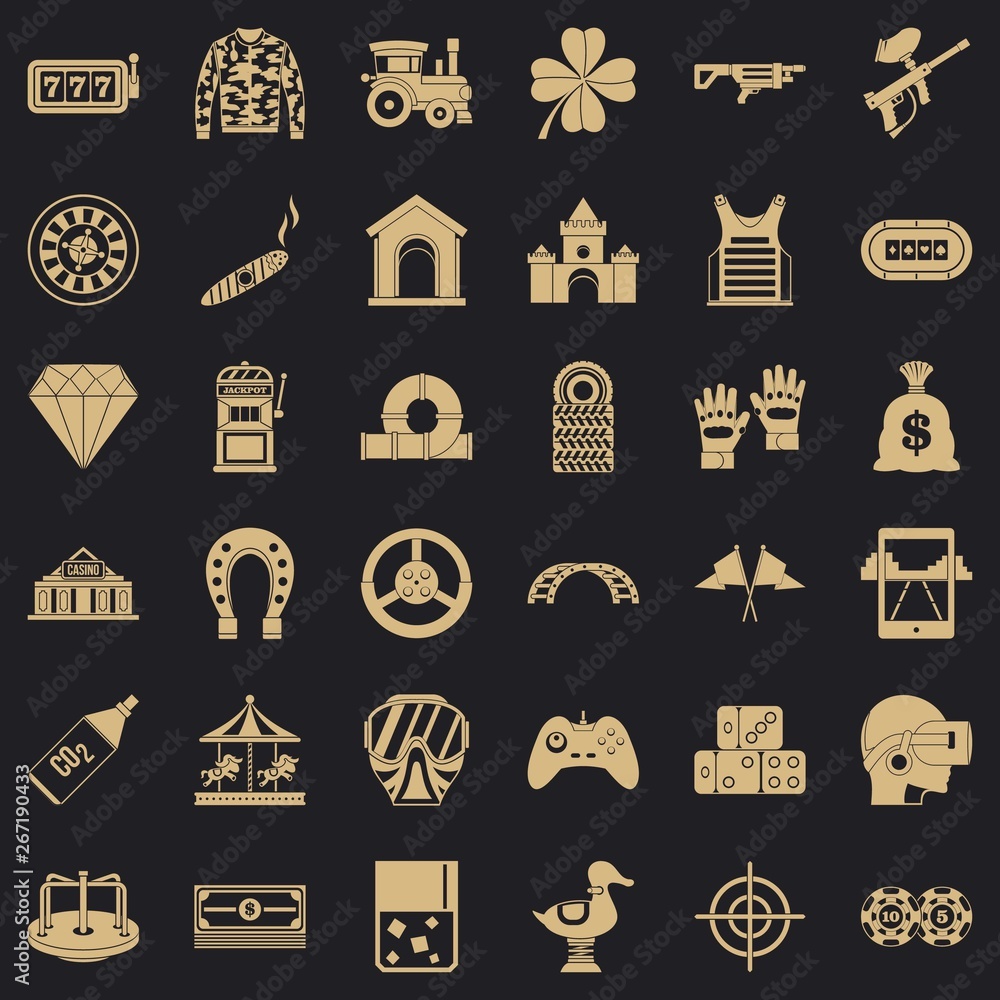 Poster entertainment icons set. simple style of 36 entertainment vector icons for web for any design