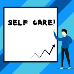 Text sign showing Self Care. Business photo text practice of taking action to preserve or improve ones own health