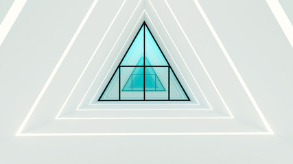 3d render of abstract triangle shape in white background