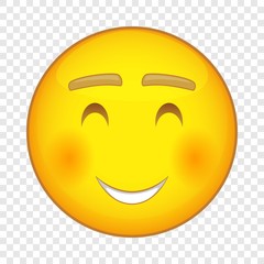 Smiling emoticon with smiling eyes icon. Cartoon illustration of emoticon vector icon for web design