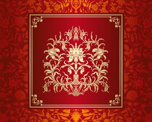 Naklejka premium wedding card design, paisley floral pattern , India 