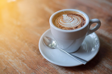 Hot coffee with foam milk, a cup of coffee