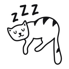 Sleeping cat icon. Hand drawn vector icon illustration design. Best for nursery, childish textile, apparel.
