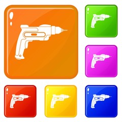 Hand drill icons set collection vector 6 color isolated on white background