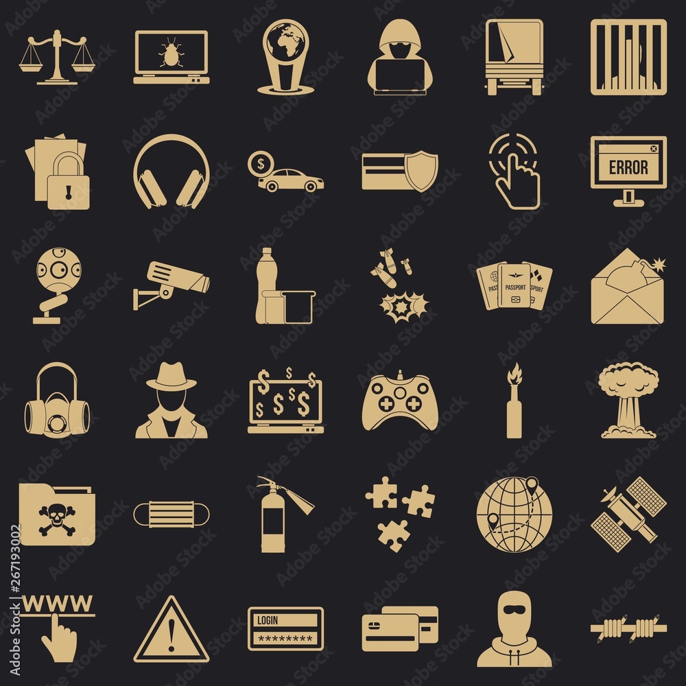 Poster bomb icons set. simple style of 36 bomb vector icons for web for any design