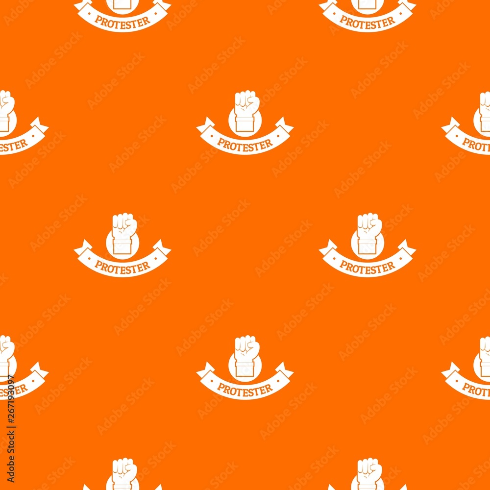 Poster protester hand pattern vector orange for any web design best