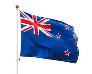 Flag of New Zealand isolated on white background. Clipping path included. 
