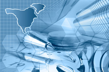 Mail signs, graph and map