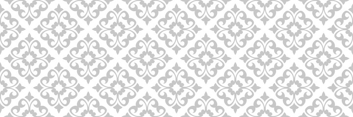 Floral seamless pattern. Gray and white background - 267193432