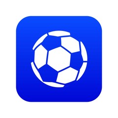 Soccer icon blue vector isolated on white background