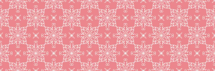 Rolgordijnen White and pink seamless pattern in oriental style. Arabic background © Liudmyla