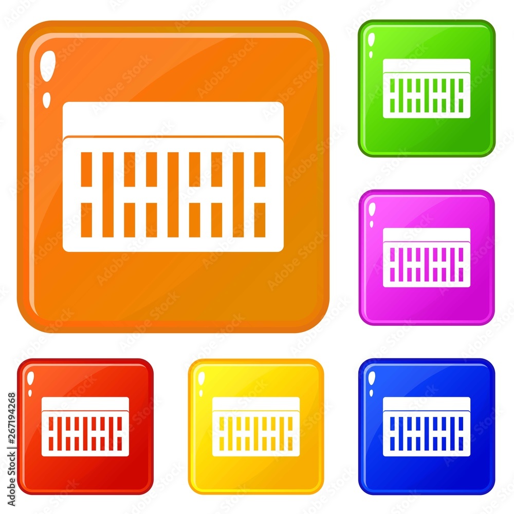 Poster one building brick icons set collection vector 6 color isolated on white background
