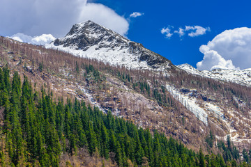 Beautiful landscape snow mountain view of Dagu Glacier National park ,Chengdu, China